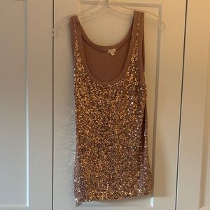 J. Crew Sparkling Sequin Tank Top - Tan